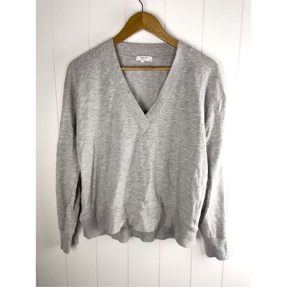 RAG & BONE Flora V‎ Neck Pullover Jersey Long Sleeve Heather Gray - Picture 2 of 8